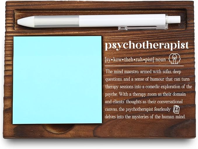 Wooden Sticky Note Holder for Psychotherapists, Inspirational Office Desk Organizer, Therapist Gift, 16.5 x 12 x 1.5 cm,LQQ22