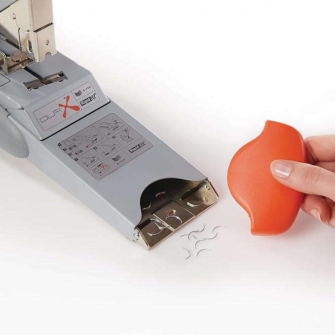 Rapid 21698301 DUAX Heavy Duty with Staples, Stapler, Flat Clinch, Dual Technology, Silver/Orange, 170 Sheet Capacity