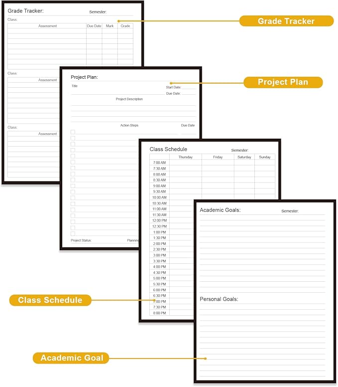 Academic Planner for 2026-2027 or Anytime – 8.5" x 11" Undated Weekly Student Planner For Homeschool, High School, College & Nursing Students, 200 Pages, Black