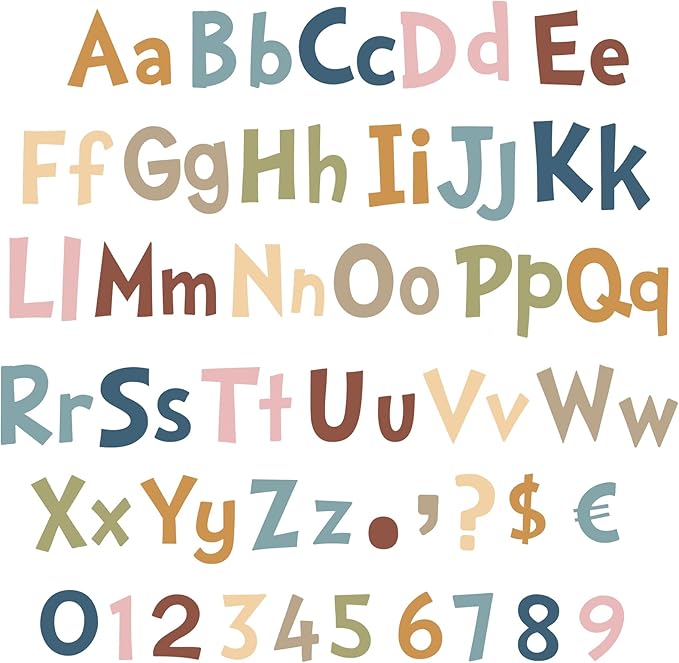 Tenare 268 Pcs Large Bulletin Board Letters 5 Inch Alphabet Combo Set, Chalkboard Poster Letters Cutouts for Board Display Craft Home Wall Decor(Advance Color)