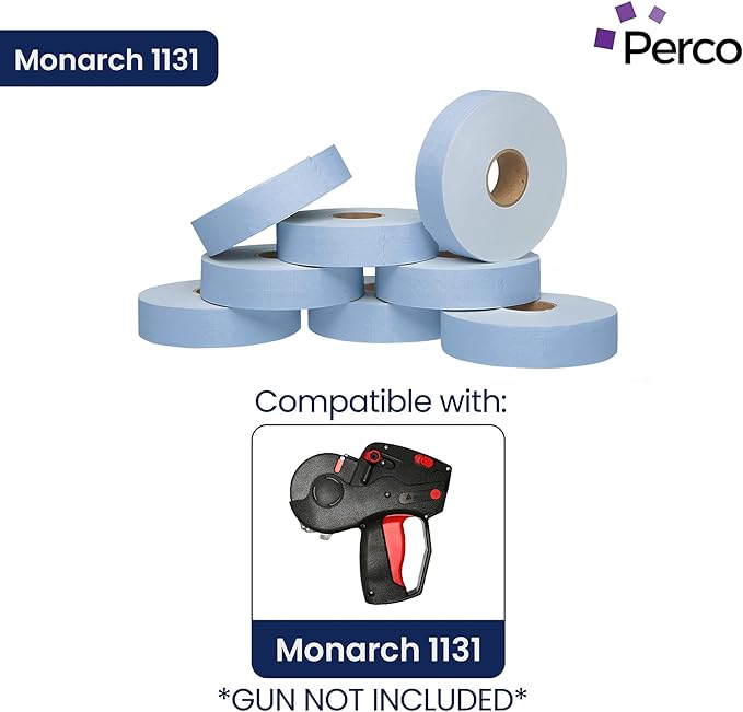 Blue Pricing Labels for Monarch 1131 Price Gun – 8 Sleeves, 64 Rolls Value Pack - 160,000 Price Marking Labels – with Ink Rolls Included