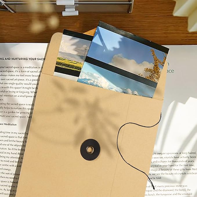 10 Pcs Vintage Kraft Paper File Folder Thickened A5 Filing Envelope Project Photo Pockets Reusable Document Wallet Bag with String Tie Closure for Office Home