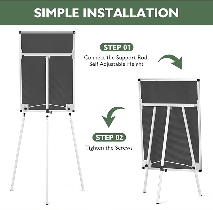 Magnetic Whiteboard Easel Stand, Dry Erase 36 x 24 White Board with Height Adjustable Tripod Stand, 3' x 2' Flipchart Easel Stand Presentation Board, 6 Magnets, 1 Eraser, 2 Pens