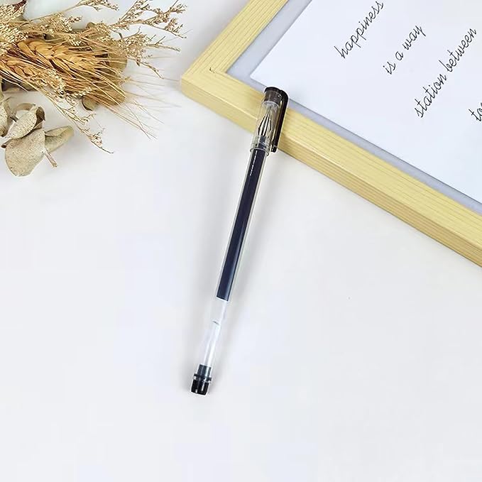 Gel Pens, 0.38mm Ink Pens Smooth Writing Pens, Quick Dry Ink Pens, Set of 10 (Black)