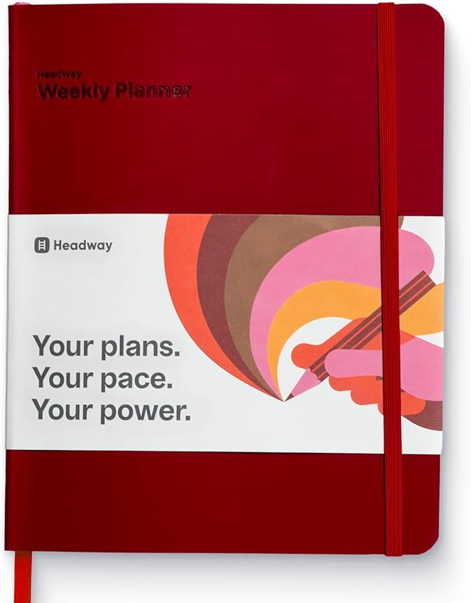 Headway 2026 Planner, 3-Month Leather Soft Cover Calendar Planner for Women, 8.2" x 6.5", Agenda & To-Do List Book with Bookmark, Undated Daily & Weekly Pages, Organizer for School Home Office, Red
