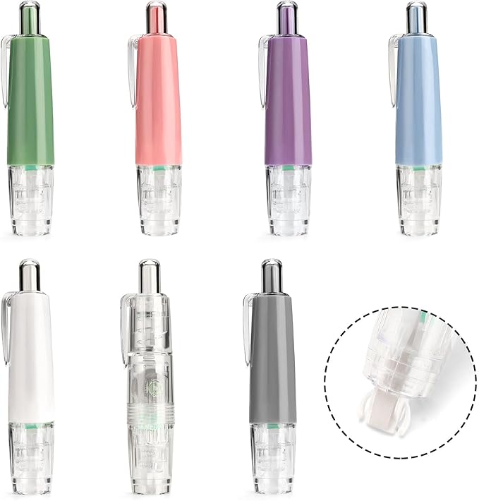 Huakaile Refillable Retractable Correction Tape, 7 Pack Correction Tape Easy to Use Applicator, Pen Shaped Applicator for School Office Journal Wrong Writing Instant Correct (Pack, 7)