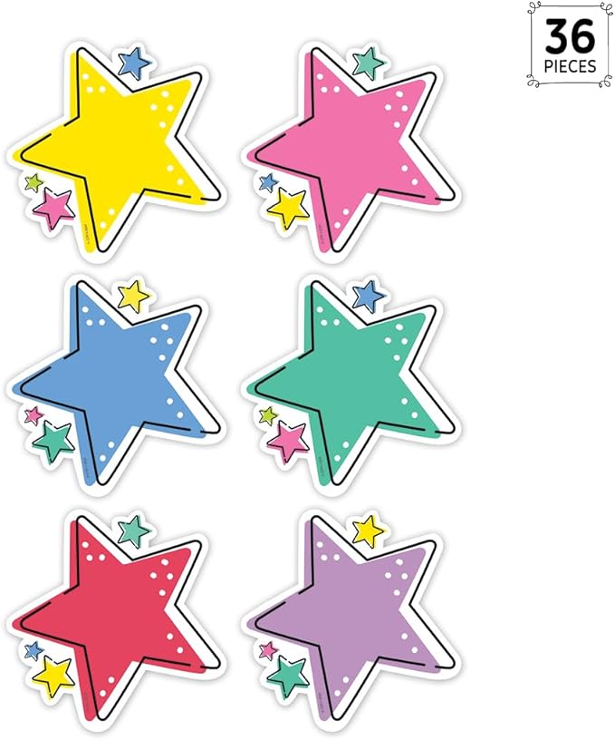 Star Bright Stars 6" Designer Cut-Outs Classroom Décor Accents Top Classroom Decorating Accents (Creative Teaching Press 10927)