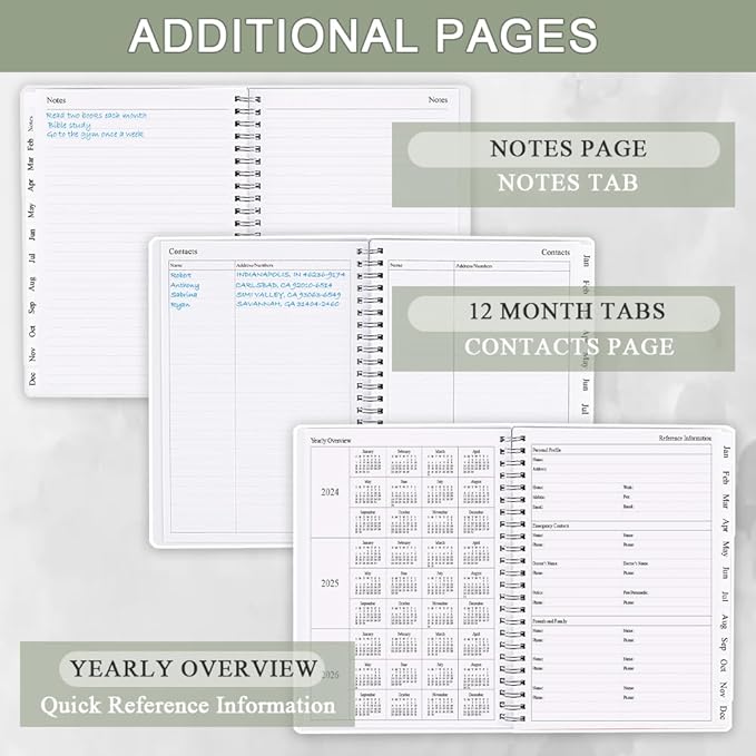 2026 Planner - Planner 2026 from January 2026 - December 2026, Monthly and Weekly Calender with 12 Tabs, 8.5" x 11", Green