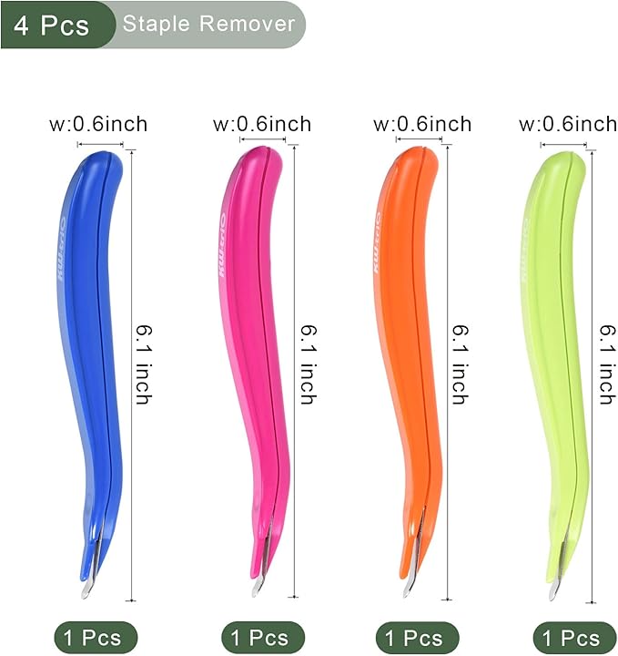YOKIVE 4 Pcs Staple Remover, Office Magnetic Stapler Puller | Remove Staples Great for Office Home Desktop Accessories (Blue, Green, Orange, Rose Red)