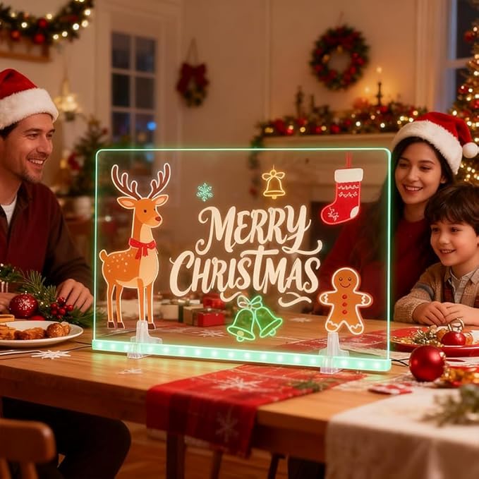 Lumiboard Led Drawing Board 13.7" x 10", Acrylic Dry Erase Board with 4 Lighting Modes & 7 Colors, Comes with Adapter, Hanging Chain, Stand, 7 Markers & Spray Bottle