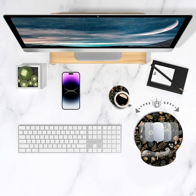 Ergonomic Mouse Pad with Wrist Support,Mouse Pad with Wrist Rest,Relieve Wrist Pain Mousepad Non-Slip Rubber Base,Mouse Pads for Desk,Computers,Laptop,Office,Home,Accessories Plant Mushroom