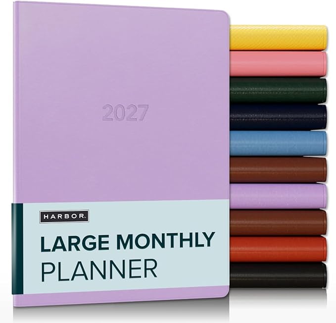 Harbor Large Monthly Planner 2027, Calendar Planner and Notebook, Durable Faux Leather, 14 Months, 96 Pages, Softcover & Lightweight - Cambridge Lavender - 9.75x7.5"