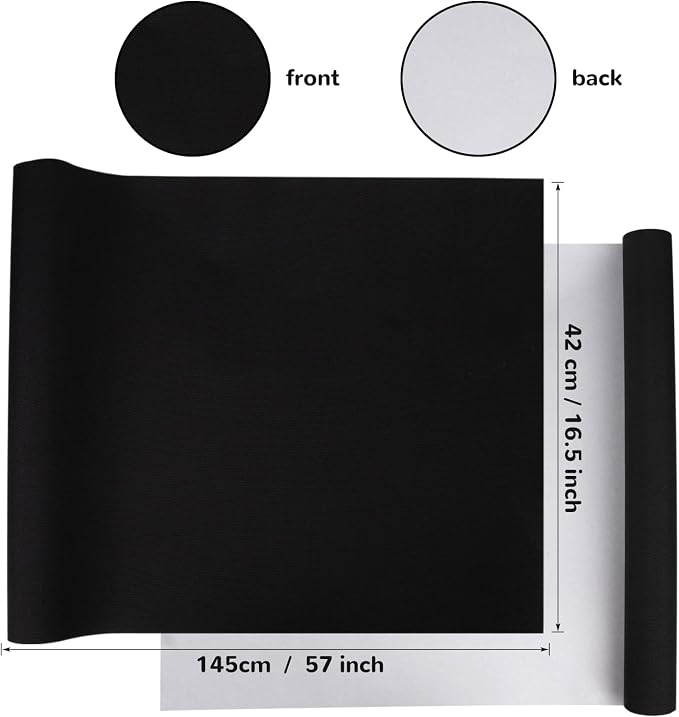 Book Cloth for Book Binding 57×17 Inch Black Fabric Surface Paper Backed Book Cover