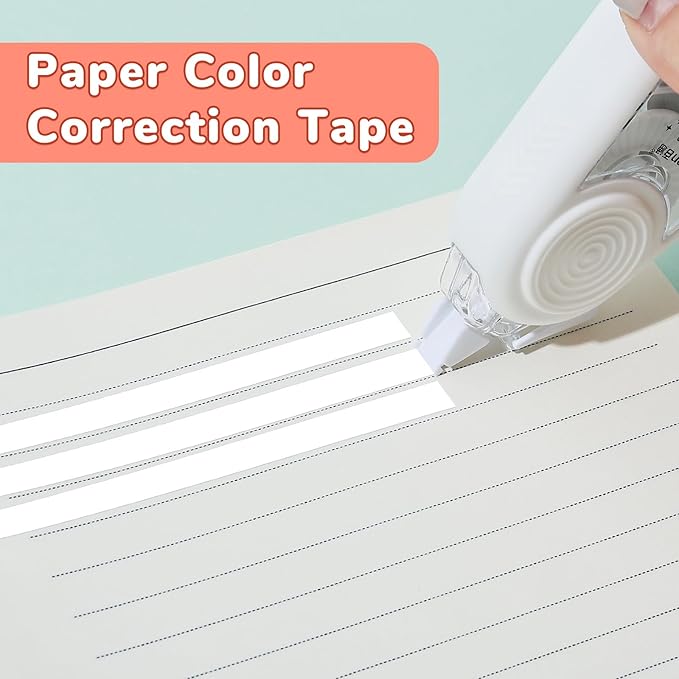 Temiary 4 Pcs White Correction Tape with Dispenser, Smooth Quick Dry Pull Out Tapes for Instant Corrections, 49.2 Ft Easy to Use Tear-Resistant Applicator for Office Note Taking, Journaling (White)