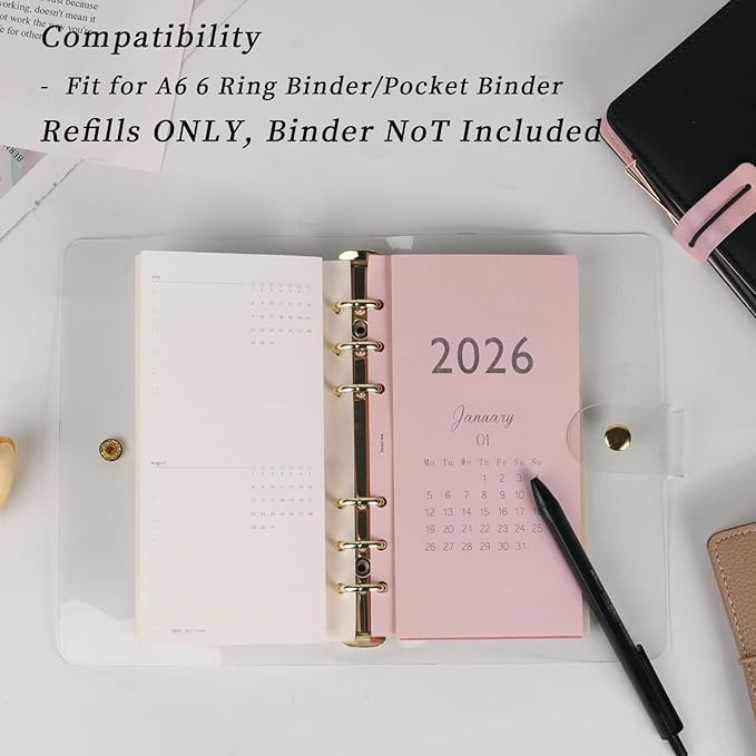 Koqye 2026 A6 Tri-Fold Monthly Planner Refills Kit, Foldable 6.7x3.7in, Colorful Monthly Refills Jan-Dec 2026 with Goals, To-Do Lists, Notes, for Planning Organization (Colorful, A6)
