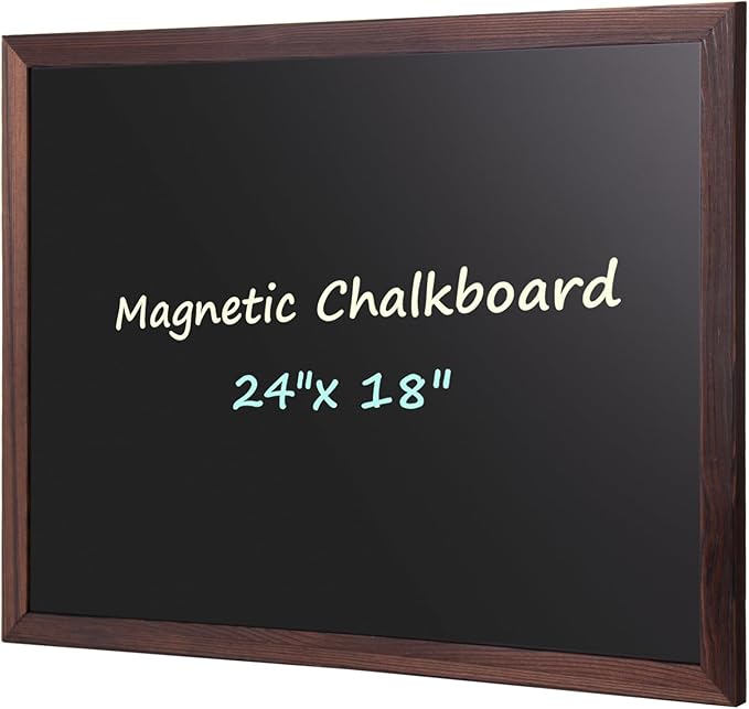 Comix Magnetic Chalkboard, 18 x 24 Inches Wooden-Framed Blackboard for Kids, Hanging Chalk Board for Home Kitchen Restaurant Menu