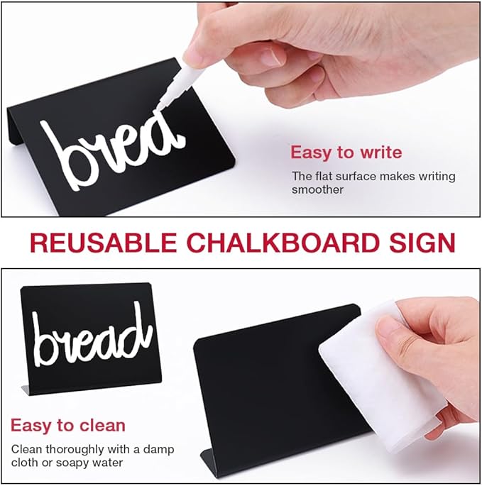 30 Pack Mini Chalkboard Signs, 4x3 Inches Food Labels for Party Buffet, Table Signs Food Tags, Easy to Write and Wipe