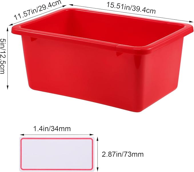 Zonon 12 Pcs Plastic Cubby Storage Bins Classroom Cubby Organization Storage Containers with 1 Pack Self Adhesive Labels Bin for Office School Library Home(Colorful,15.51 x 11.57 x 4.92)