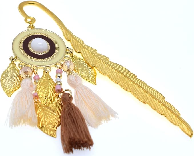 BLBMH Metal Feather Bookmark for Women Cute Bohemian Book Marker Handmade Christian Gifts -FB02