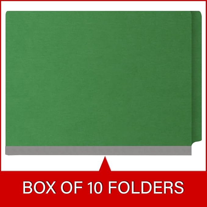 Pressboard Classification Folders, Full Cut End Tab, Letter Size, 1 Divider, Moss Green (Box of 10)