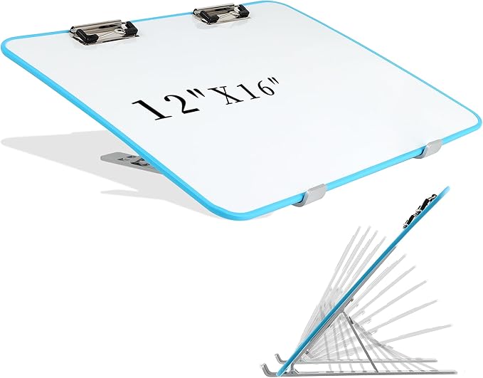 Slant Board for Writing16 x 12 Inch Adjustable Magnetic Whiteboard 20°-60° Slanted Clipboard Portable Workstation Sloped Surface for Writing Reading Drawing (Package Without Pencils)