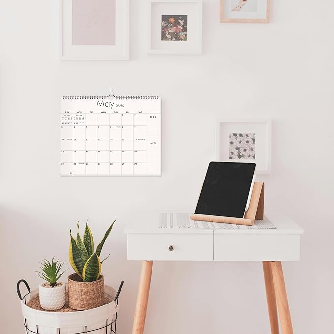 SKYDUE Wall Calendar 2026-2027, Jan 2026 to Jun 2027 18 Months 2026 Wall Calendar with Planner Stickers, 14.5" x 11", Black