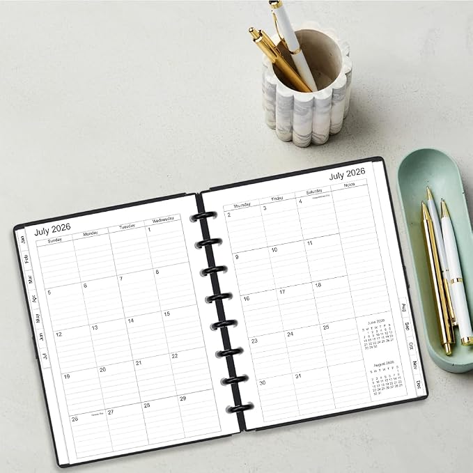 2026-2027 Monthly Planner Refills, Two Pages Per Month,Jan 2026 to Dec 2026, A5 Size,5.8" x 8.25",8-Discbound，2026-2027 Monthly Planner Inserts