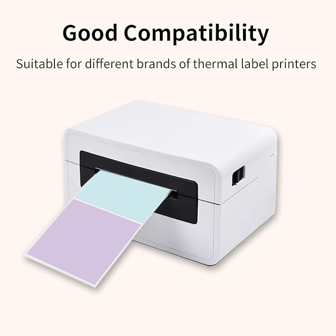 Square Thermal Labels Stickers 3"x3", Self-Adhesive Waterproof Square Direct Thermal Labels Stickers, Perforation Line Design- 300 Sheets/Spring Colors