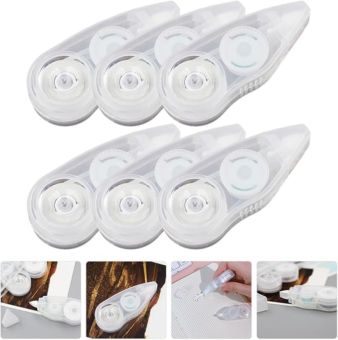 DOITOOL 6pcs Correction Tape for Students, Portable Daily Use Correcting Tape with Dispenser, School Supplies for Study and Office Writing Tasks