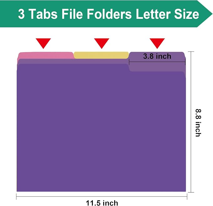 pmybupo 100 Pack Purple File Folders 8.5x11 Inch,Colored File Folder 1/3 Cut Tab File Folders Letter Size,Office Folders for Document
