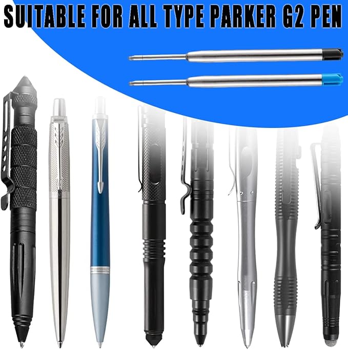 Pen Refills, 3.9in Blue Ink Pen Refills 1.0mm Replacement Ink for Ballpoint Pen Parker Pen Tactical Pen (10 Pack)