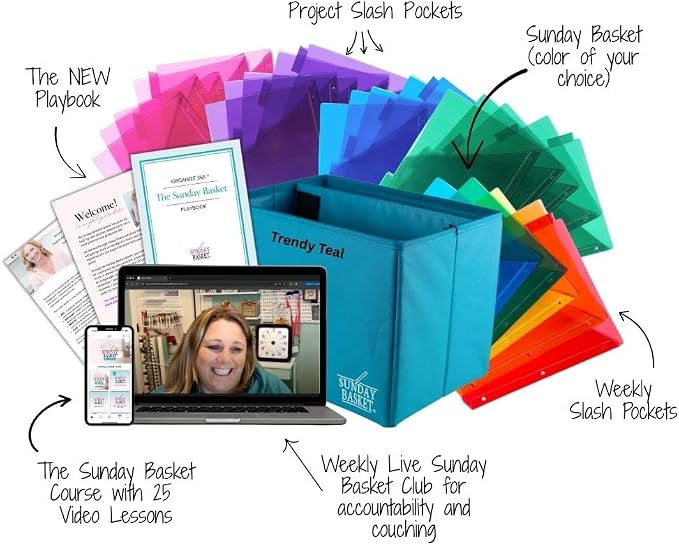 Organize 365 Paper Organizer Solution | Home Office Organization & Document Holder | File Box for Paper Storage | The Classic Sunday Basket® System (Trendy Teal)