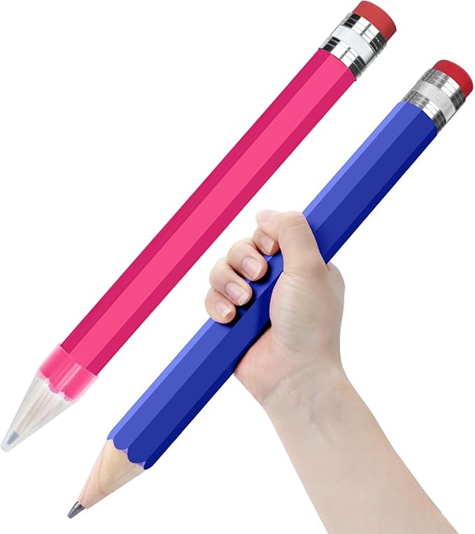 BUSHIBU Giant Pencil, 14 Inch Big Jumbo Pencils, Funny Oversized Huge Comically Large Pencil with Cap for Prop/Gifts/Decor(Blue/Pink)
