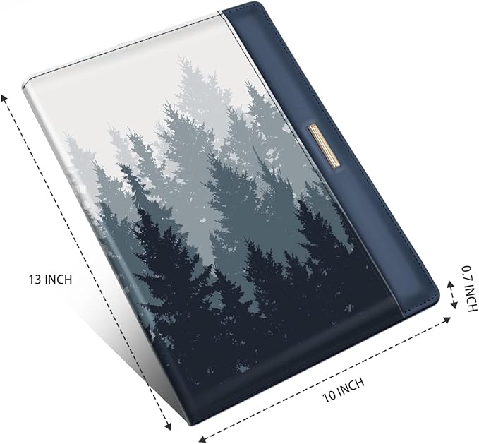 Padfolio/Resume Portfolio Folder for Women Men, WAVEYU Cute Chic Padfolio Cover Folder, Conference/Legal Document Organizer with Letter/A4 Size Clipboard, Document Sleeve, Forest Pattern