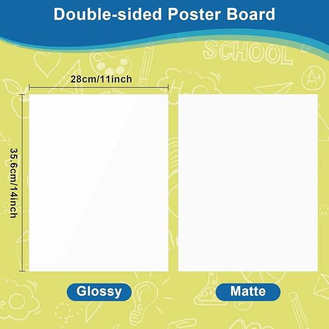 18 Pcs Poster Board 11" x 14" White Poster Paper Boards Bulk 250GSM Posterboard Vision Board Smart Poster Board Paper for School Arts Craft Projects Drawing Display