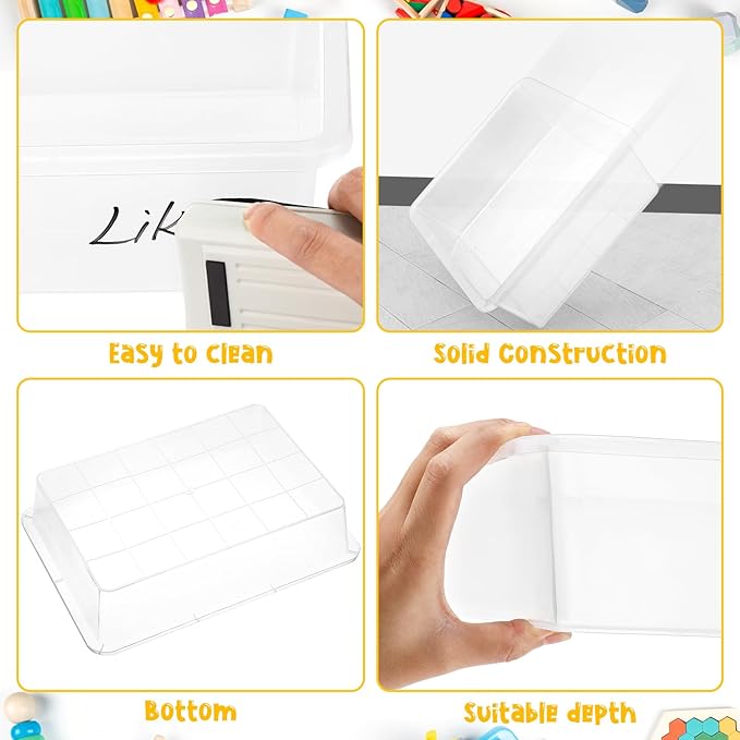 Hoteam 10 Pcs Flat Storage Organizer Tray Bin Paper Tray for Classroom Plastic Stackable File Organizer for School Office Teacher Book Organization(Clear,13.78 x 9.84 x 3.15 Inch)