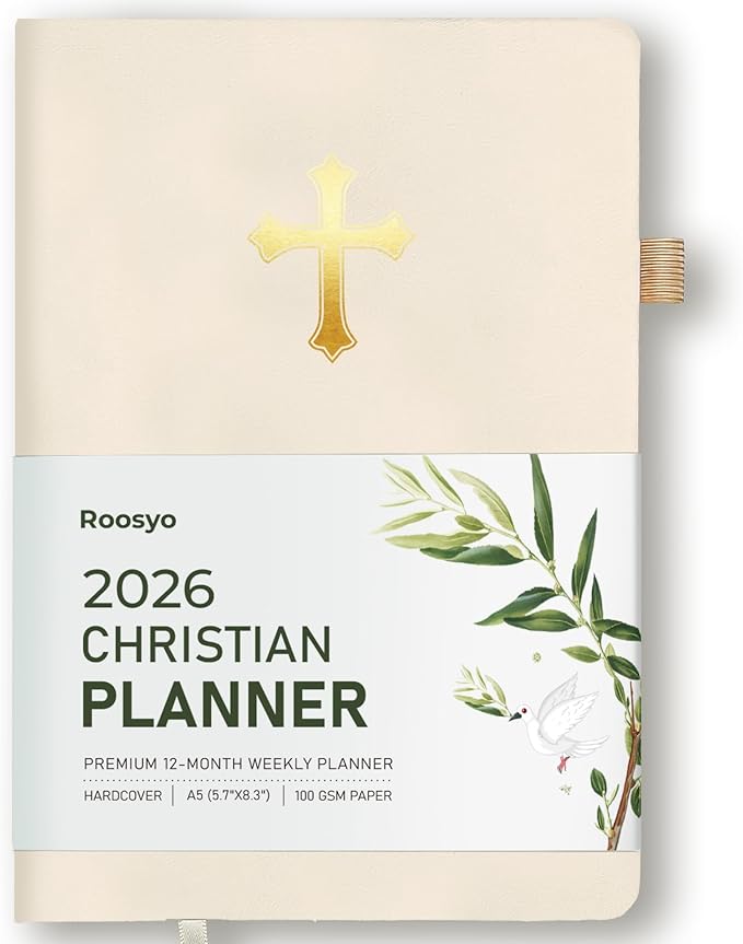2026 Christian Planner in Beige – Elegant 12-Month Bible Journal and Prayer Notebook, Scripture-Based Weekly Planner, Christian Gifts for Women, Minimalist Hardcover