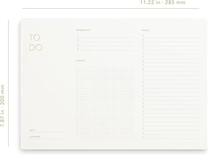 Pinesman - Elegant To Do List Notepad with Mouse Pad Feature, 11.22" x 7.87", 50 Tear-Off Sheets, Gold Foiled, Daily Planning, Eco-friendly To Do List Planner, FSC™ Certified To Do List Notebook for Work