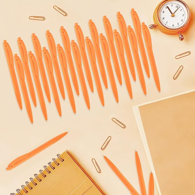Aozora Pens Bulk 30 Pack Click Pens No Bleed Wholesale Retractable Ballpoint Pens Medium Point,Smooth Ink Pens for Journaling School Office Supplies 1.0MM (Orange Ink)