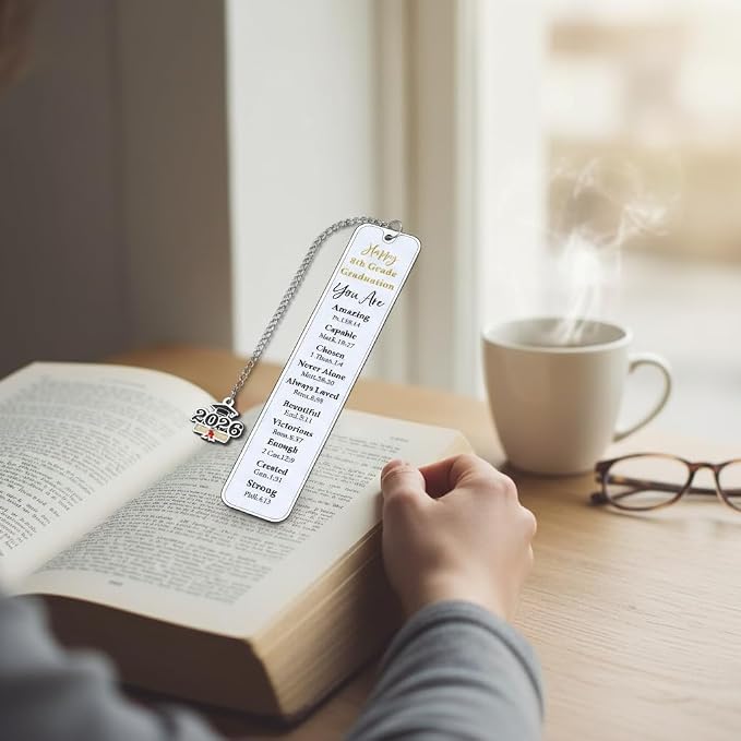 8th Grade Graduation Bookmarks, Christian Graduation Gifts for Her Him, Graduation Bookmark for 8th Grade Middle School Grad Gifts for Women Men, Class of 2026 Decorations