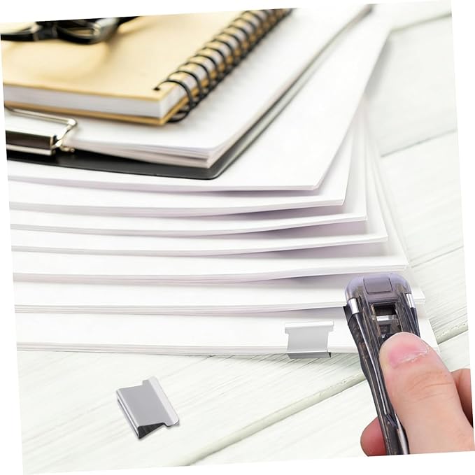 HEMOTON Multi-Function Manual Stapler with Fastener Clip Dispenser and Reusable Paper Clamp, 2pcs Desktop Office Staplers with 200pcs Binding Clips for Document Organization and File