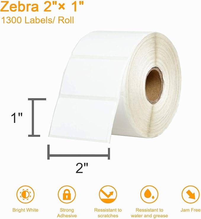 (31200 Labels/24 Rolls) Labelebal 2" x 1" Direct Thermal Label (3-Proof 1" Core) Multipurpose Shipping Address Barcodes Labels Compatible for Zebra & Rollo Desktop Label Printer (1300 Labels/Roll)