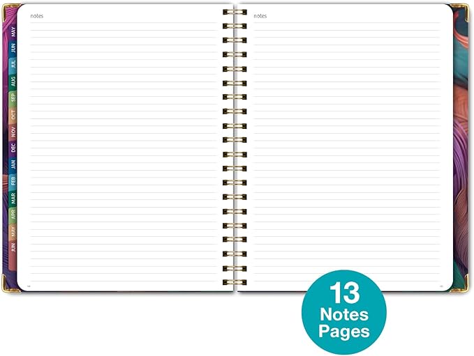 HARDCOVER Academic Year 2026-2027 Planner: 14 Months (May 2026 Through June 2027) 8.5"x 11" Daily Weekly Monthly Planner Yearly Agenda. Bookmark, Pocket Folder and Sticky Note Set (Pastel Peacock)
