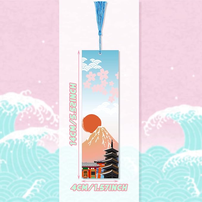 Yexiya 48 Pieces Tassel Anime Bookmark Inspirational Japanese Paper Bookmark Japan Art Impressions Nature Manga Book Card for Artists Men Women Book Lover Teen
