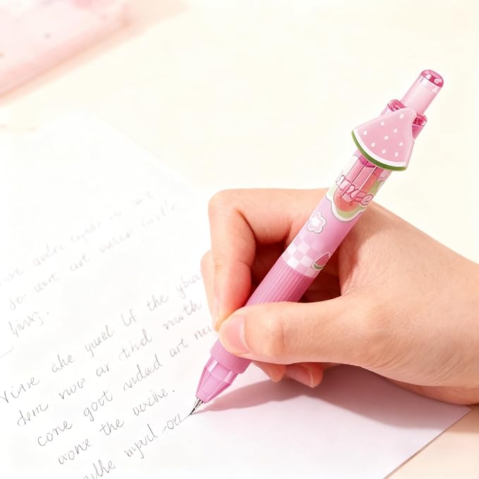 6Pcs Cute Pink Coquette Strawberry Mechanical Pencils with Eraser 0.7mm Kawaii Strawberry Mechanical Pencil School Pencil Cat Gifts for Women Man