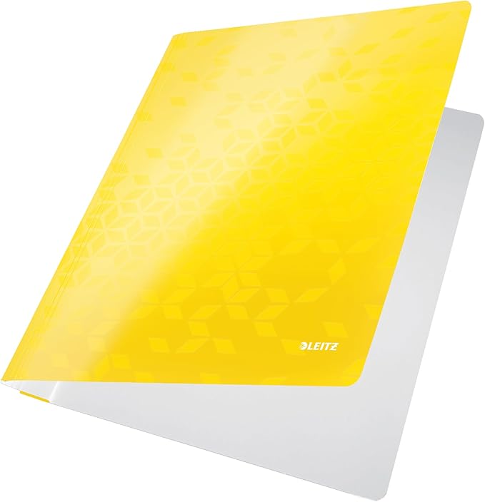Leitz A4 Laminated Card Report Files, Pack of 10, 250 Sheet Capacity, Yellow, Wow Range, 30010016