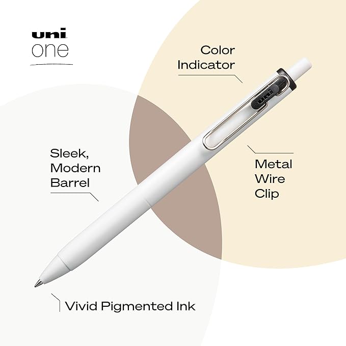 Uni-Ball One Black Retractable Gel Pens 4 Pack with Medium Points, Uni-Ball Click Pens are Fraud Proof and the Best Office, School, and Bible Pens