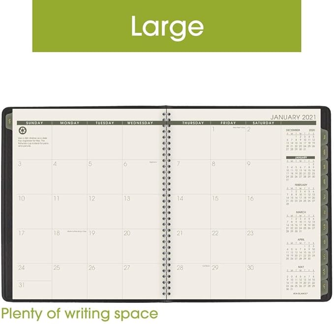 2021 Monthly Planner by AT-A-GLANCE, 9" x 11", Large, Recycled, Black (70260G0521)