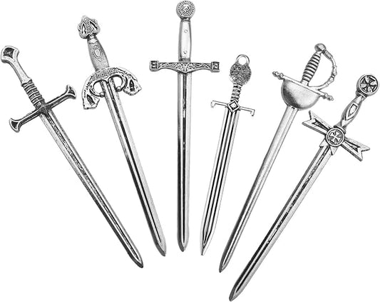 12 PCS Sword Bookmark Set - Metal Mini Swords Charms for Men, DIY Necklace Sword Keychain & Reading Accessories, Vintage Antique Gift for Book Lovers