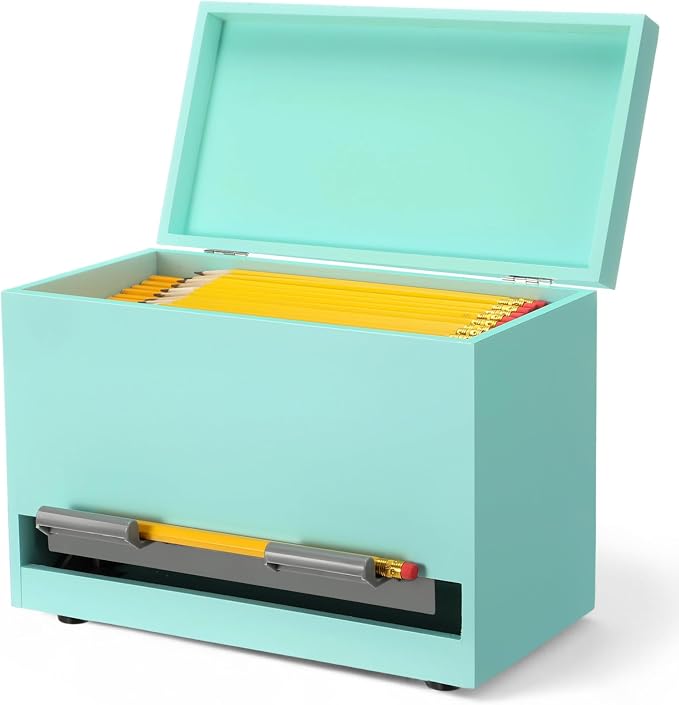 Yalikop 1 Pc Wooden Pencil Dispenser for Classroom Pastel Wood Pencils Holder for up to 200 Pencils Reusable Straw Dispenser for Home Office Teachers Supplies Storage (Classic,Green)